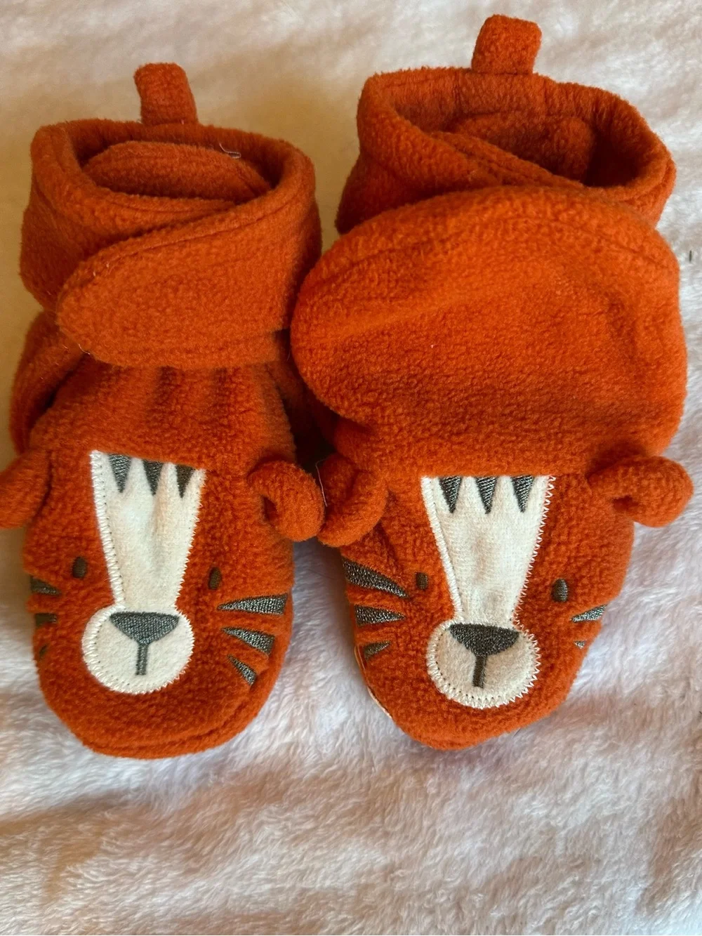 Cozy Orange Tiger Slipper Mittens for Kids